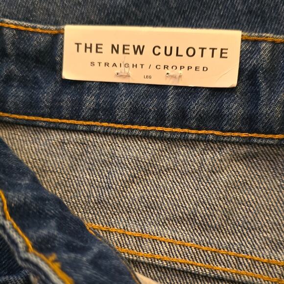 ZARA the New Culotte Embroidered Beaded Raw Hem Straight Leg‎ Jeans Sz Large New - Picture 16 of 16